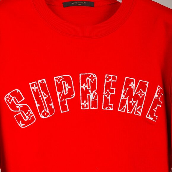 Louis Vuitton x Supreme Red Arc Logo Crewneck Sweatshirt - Picture 4 of 11